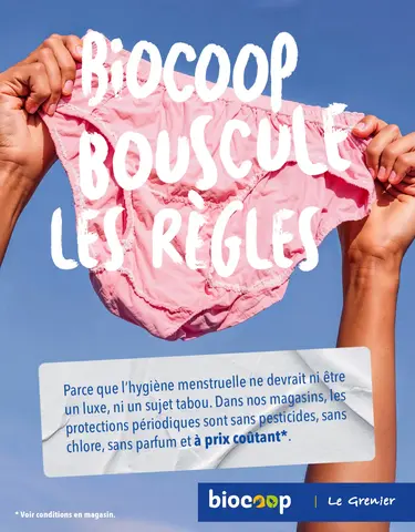 Biocoop le Grenier bouscule les règles : tous les produits d’hygiène menstruelle à prix coûtant dans nos magasins