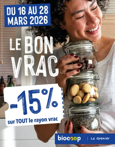 -15% sur tout le vrac du 16 au 28 mars 2026