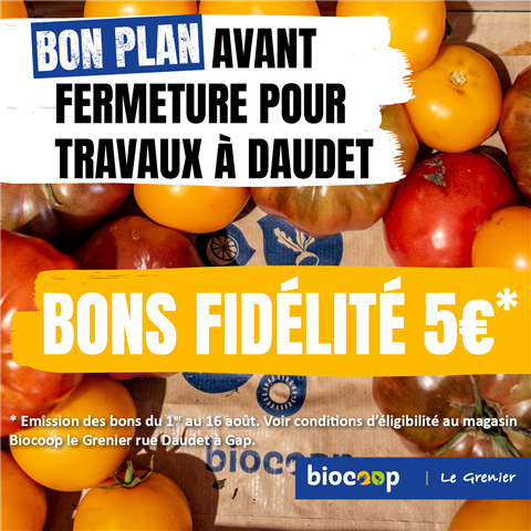 Bon d'achat fidélité : ce n'est qu'un au revoir Daudet...bonjour Tokoro ! 