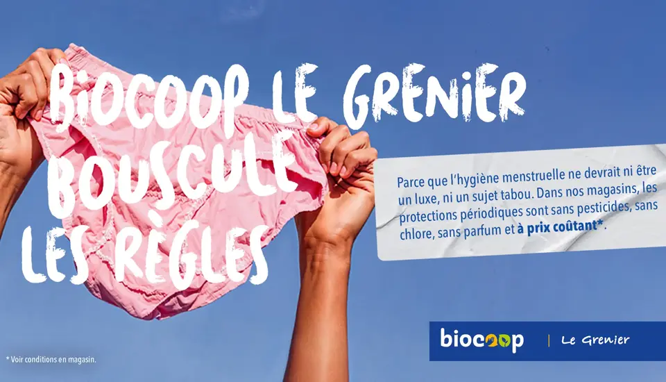 Biocoop le Grenier bouscule les règles : tous les produits d’hygiène menstruelle à prix coûtant dans nos magasins